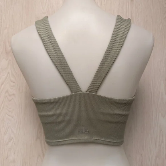 ALO Yoga Ribbed crop tank with built in Bra in light sage green. Size small - Picture 11 of 16